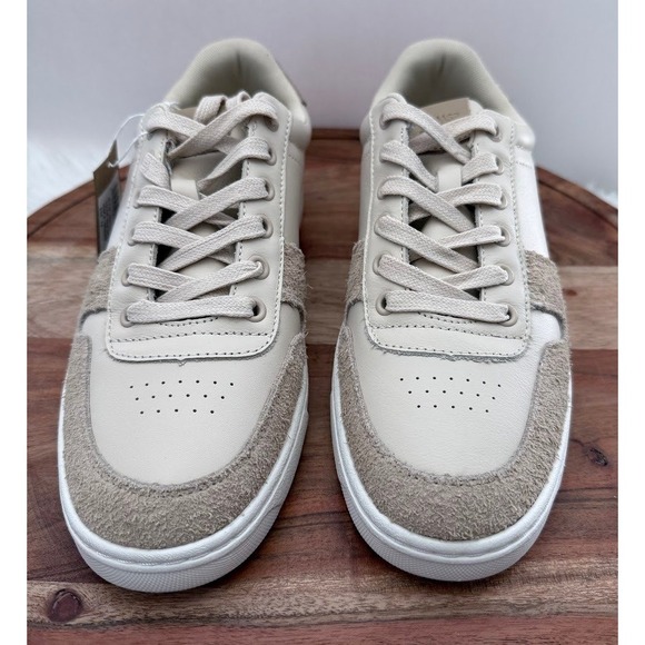 TOMS Men Trvl Lite Court Beige Leather Shaggy Suede Sneakers Size 7.5 - Picture 2 of 13